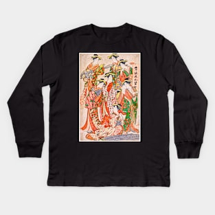 Seven Wise Women of the Pleasure Quarters, Katsukawa Shunsho 1780s Kids Long Sleeve T-Shirt